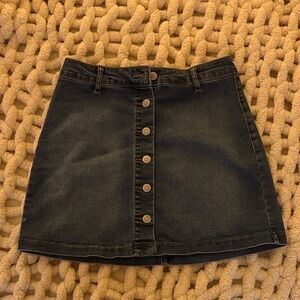 Button Up Denim Dark Blue Jean Skirt